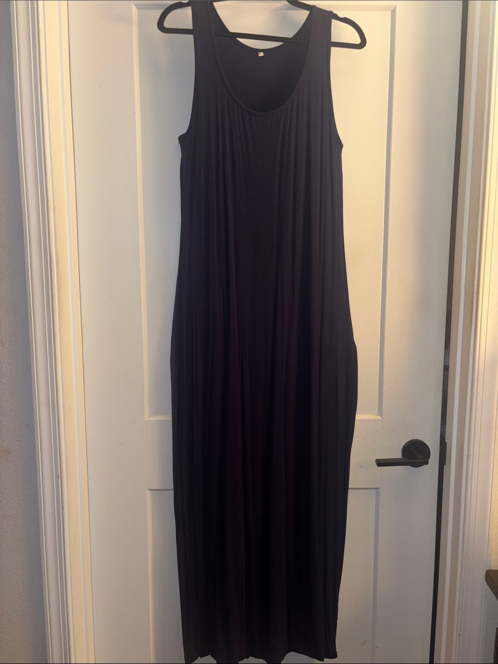 Women's Dark Blue Sleeveless Maxi Dress - Classic Scoop Neck